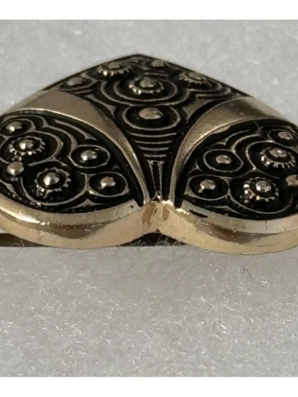 Heart Brooch Pin Gold Tone Vintage Etched Swirl Design